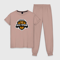 Пижама хлопковая женская All-star basket, цвет: пыльно-розовый