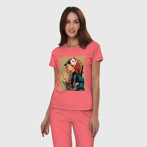 Женская пижама Тандзиро Камадо Арт / Коралловый – фото 3