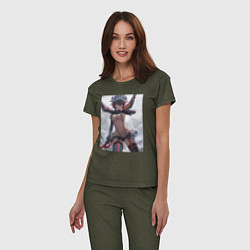 Пижама хлопковая женская Убей или умри арт, цвет: меланж-хаки — фото 2