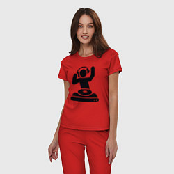 Пижама хлопковая женская Dj party, цвет: красный — фото 2