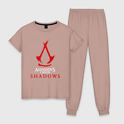 Пижама хлопковая женская Assassins creed shadows logo, цвет: пыльно-розовый