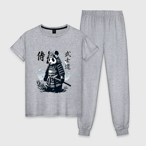 Женская пижама Panda samurai - bushido ai art fantasy / Меланж – фото 1