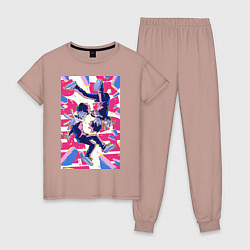 Пижама хлопковая женская Моб Психо 100 Экубо экстрасенс, цвет: пыльно-розовый