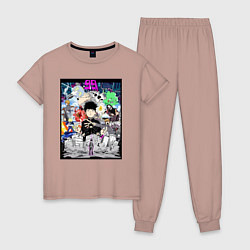 Пижама хлопковая женская Моб Психо 100 Рицу Кагэяма, цвет: пыльно-розовый