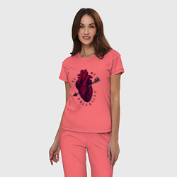 Пижама хлопковая женская Be my valentine, цвет: коралловый — фото 2