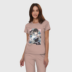 Пижама хлопковая женская Клинок рассекающий демонов Канао Цуюри квадрат, цвет: пыльно-розовый — фото 2