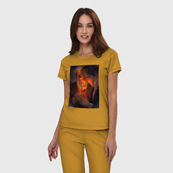 Пижама хлопковая женская Патриотизм Мориарти Шерлок Холмс Детектив, цвет: горчичный — фото 2