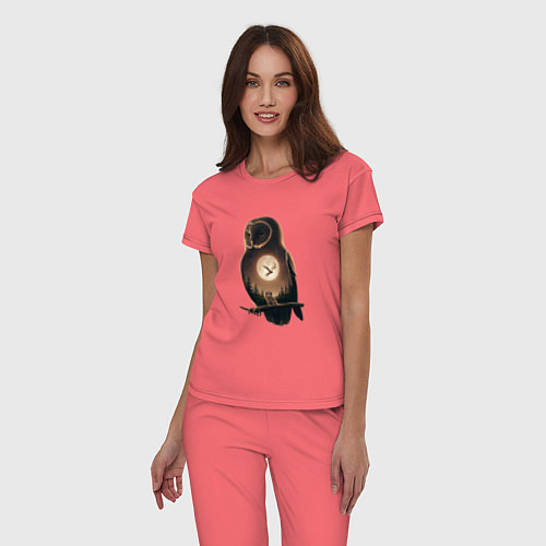 Женская пижама Ночная звёздная сова / Коралловый – фото 3