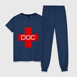 Пижама хлопковая женская Доктор, цвет: тёмно-синий