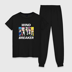 Пижама хлопковая женская Wind Breaker, цвет: черный