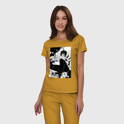 Пижама хлопковая женская Магическая битва Юта Оккоцу мечник, цвет: горчичный — фото 2