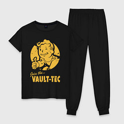 Пижама хлопковая женская Vault boy like print, цвет: черный