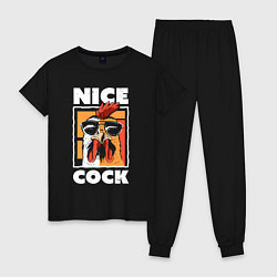 Пижама хлопковая женская Nice cock, цвет: черный