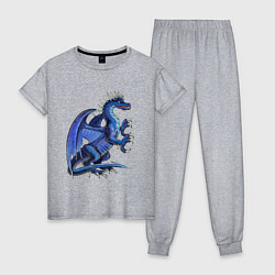 Пижама хлопковая женская Azure dragon, цвет: меланж