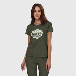 Пижама хлопковая женская Футбольный турнир, цвет: меланж-хаки — фото 2