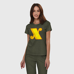 Пижама хлопковая женская Знак X, цвет: меланж-хаки — фото 2