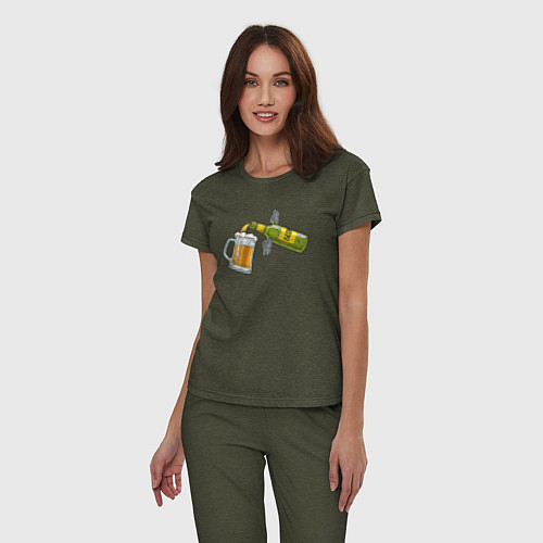 Женская пижама Ангельское пиво / Меланж-хаки – фото 3