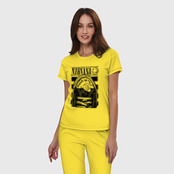 Пижама хлопковая женская Nirvana grunge rock, цвет: желтый — фото 2