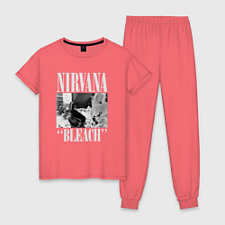 Пижама хлопковая женская Nirvana bleach black album, цвет: коралловый