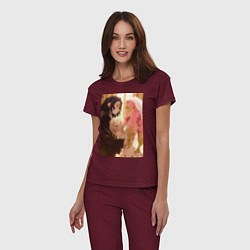 Пижама хлопковая женская Клинок, рассекающий демонов Обанай Игуро, цвет: меланж-бордовый — фото 2