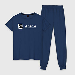Пижама хлопковая женская Zenless zone zero логотип, цвет: тёмно-синий