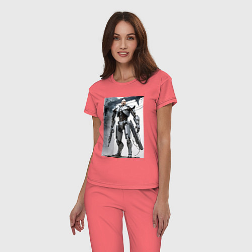 Женская пижама Ленин робот - киборг ai art / Коралловый – фото 3