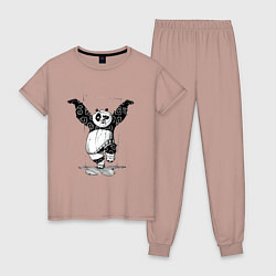 Пижама хлопковая женская Кунгфу панда По, цвет: пыльно-розовый