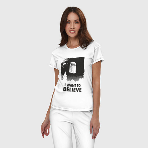 Женская пижама Tardis - I want to believe / Белый – фото 3