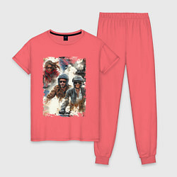 Женская пижама Мотокросс -акварель