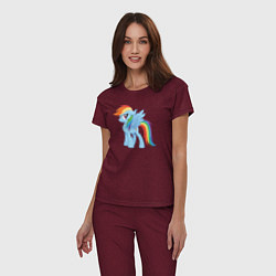 Пижама хлопковая женская Рейнбоу Дэш из My Little Pony в кино, цвет: меланж-бордовый — фото 2