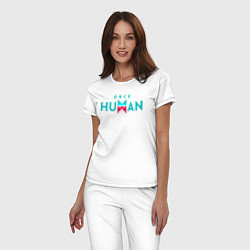 Пижама хлопковая женская Once human logo, цвет: белый — фото 2