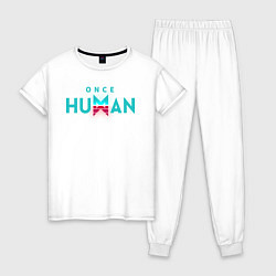 Пижама хлопковая женская Once human logo, цвет: белый