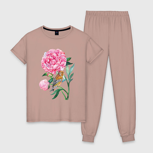 Женская пижама Ветка пионов / Пыльно-розовый – фото 1