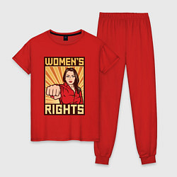 Пижама хлопковая женская Права женщин, цвет: красный