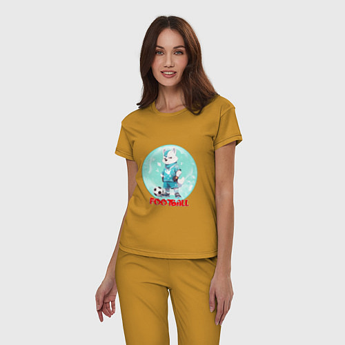 Женская пижама Забавный гордый футболист / Горчичный – фото 3