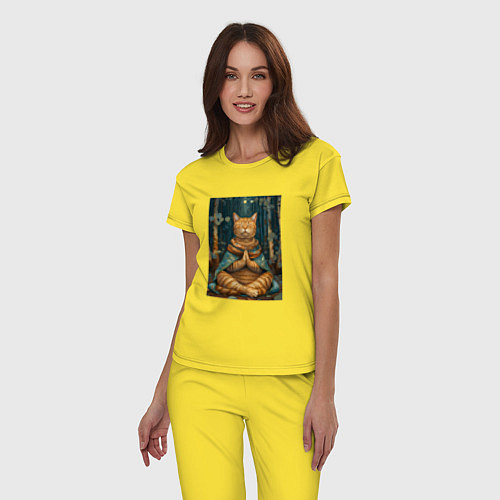Женская пижама Кот на медитации / Желтый – фото 3