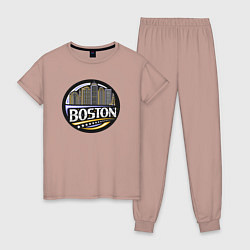 Пижама хлопковая женская Boston - USA, цвет: пыльно-розовый