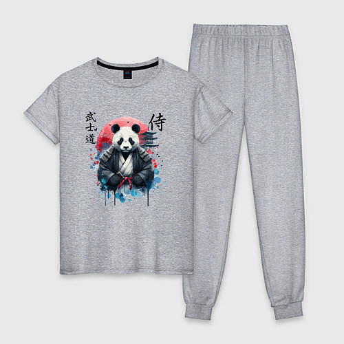 Женская пижама Panda - bushido samurai code / Меланж – фото 1
