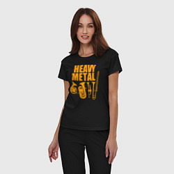 Пижама хлопковая женская Heavy metal - медные духовые, цвет: черный — фото 2