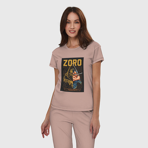 Женская пижама One piece Зоро Pirate Hunter / Пыльно-розовый – фото 3