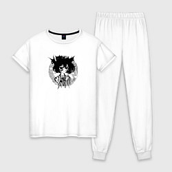 Пижама хлопковая женская Между светом и тьмой, цвет: белый