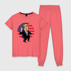 Пижама хлопковая женская USA - Trump, цвет: коралловый