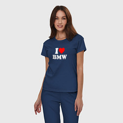 Пижама хлопковая женская I love my BMW, цвет: тёмно-синий — фото 2