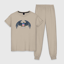 Пижама хлопковая женская Eagle USA, цвет: миндальный