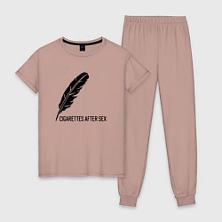 Пижама хлопковая женская Cigarettes after sex - музыкальная группа, цвет: пыльно-розовый