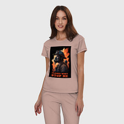 Пижама хлопковая женская Пламя не остановит меня, цвет: пыльно-розовый — фото 2