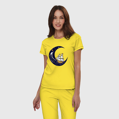 Женская пижама Парусник и космос / Желтый – фото 3