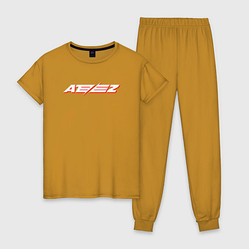 Женская пижама Ateez logo / Горчичный – фото 1