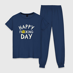 Женская пижама Happy f**king day - надпись и смайл