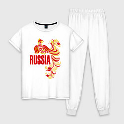 Пижама хлопковая женская Russia, цвет: белый